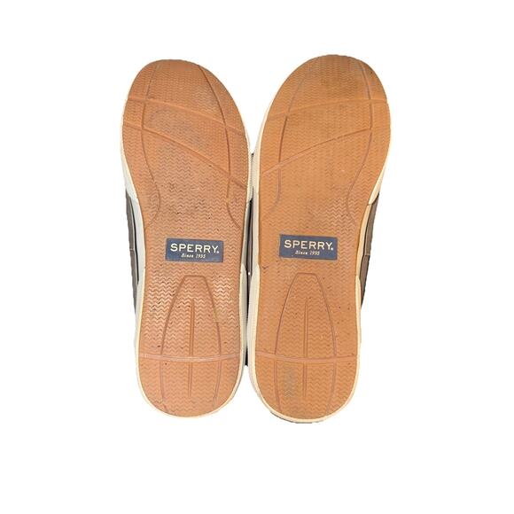 Sperry Mens 11.5 HALYARD Chocolate Navy Salt Washed Boat Shoes Gray Blue - Picture 6 of 8